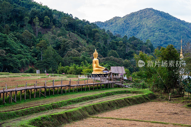 Na Khuha寺，竹桥，Phrae，泰国北部